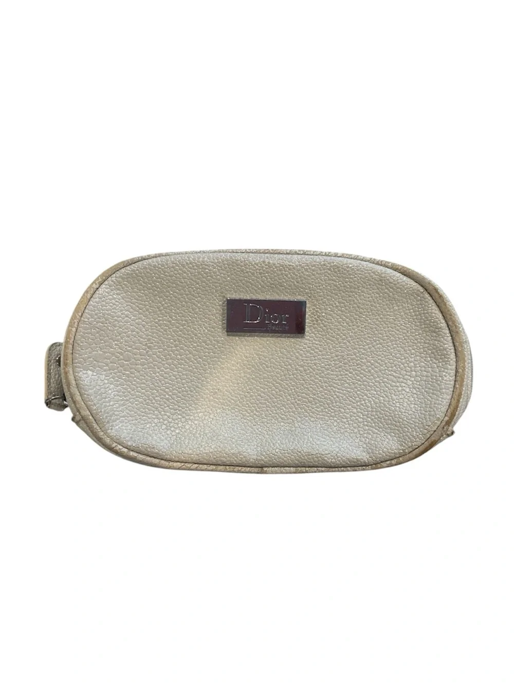 Dior Taupe Pebbled Leather Cosmetic Case
